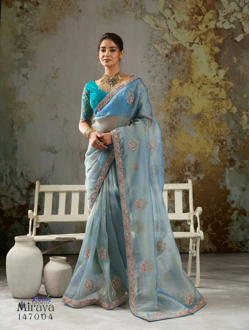 Sethnic Miraya Metallic Tissue Pita Zari And Thread Work Saree Collection 7