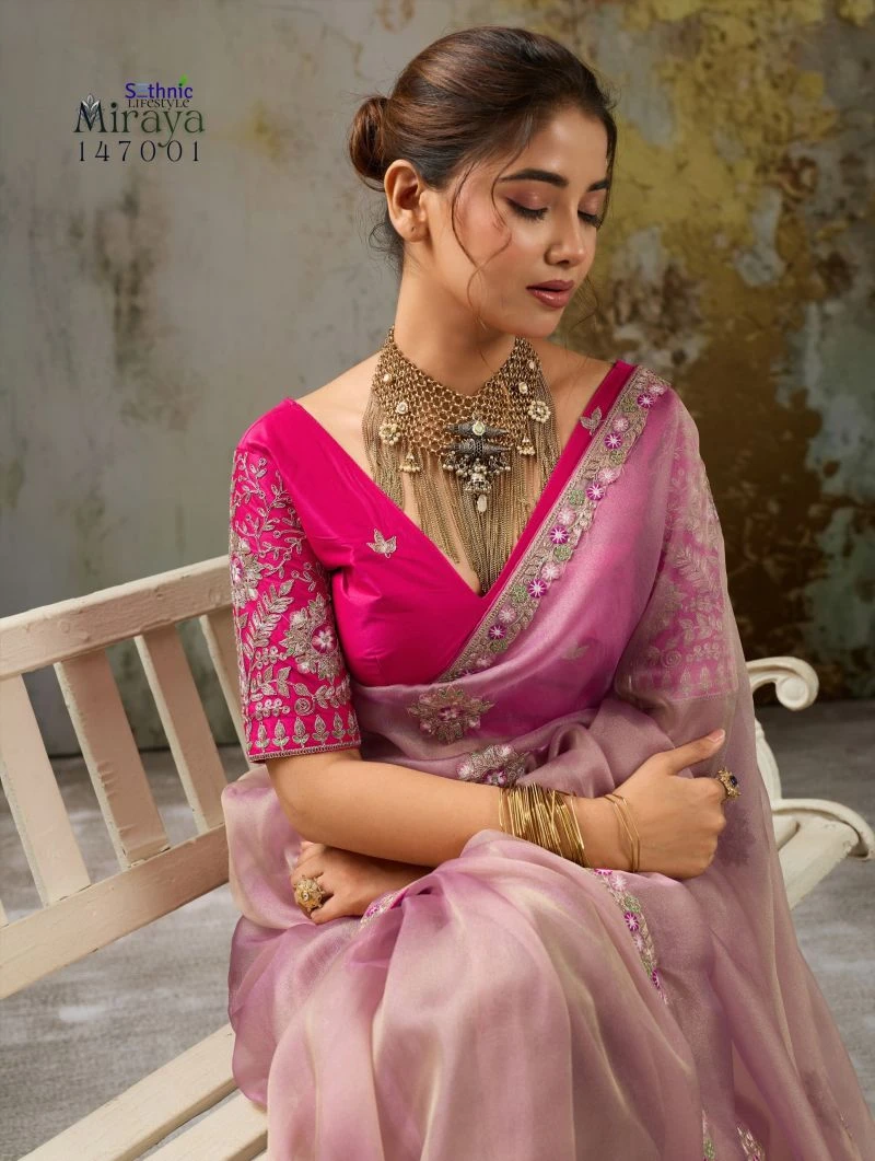 Sethnic Miraya Metallic Tissue Pita Zari And Thread Work Saree Collection 9
