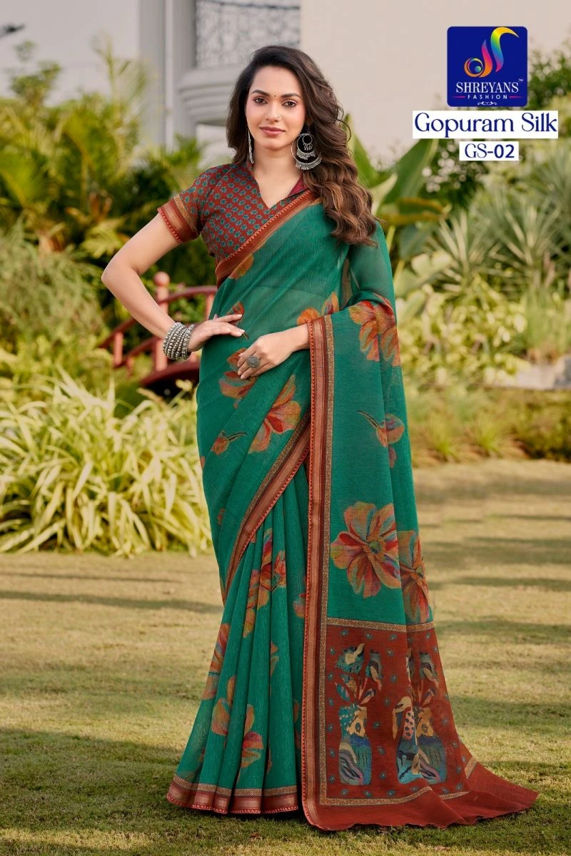 Shreyans Gopuram Silk Soft Cotton Saree Collection 2