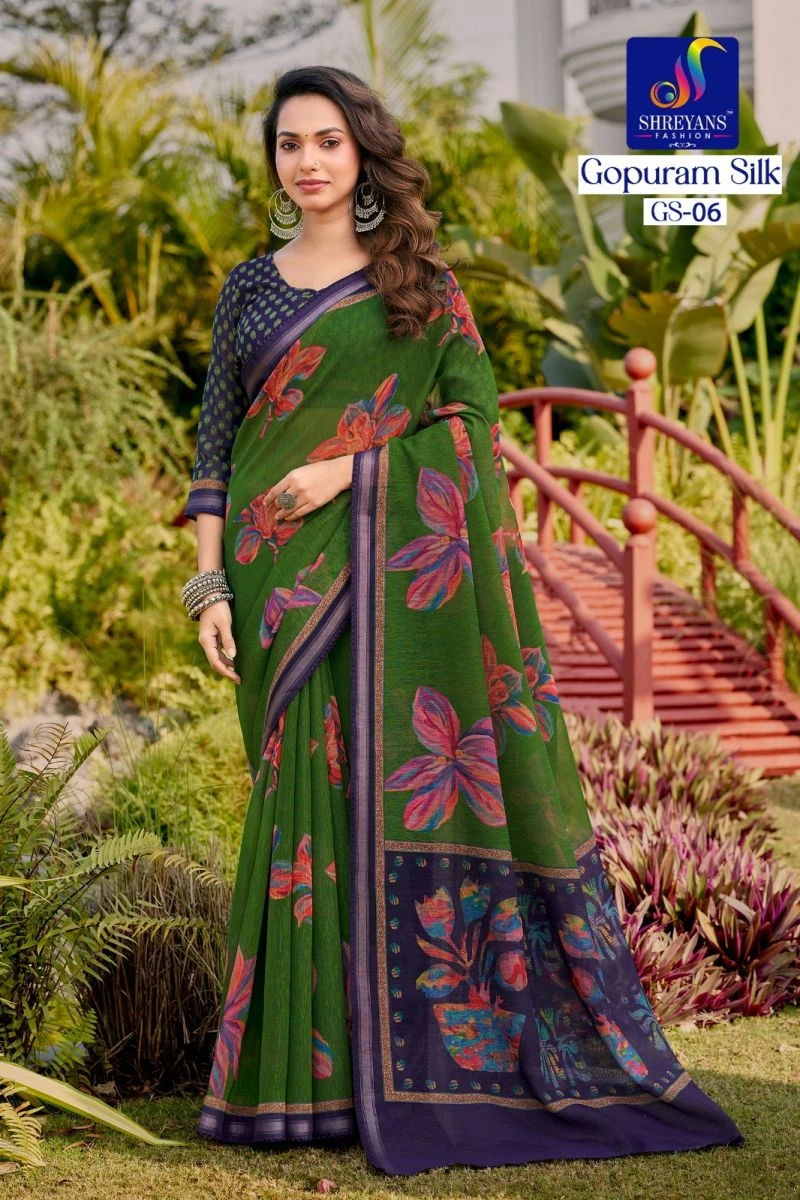 Shreyans Gopuram Silk Soft Cotton Saree Collection 3
