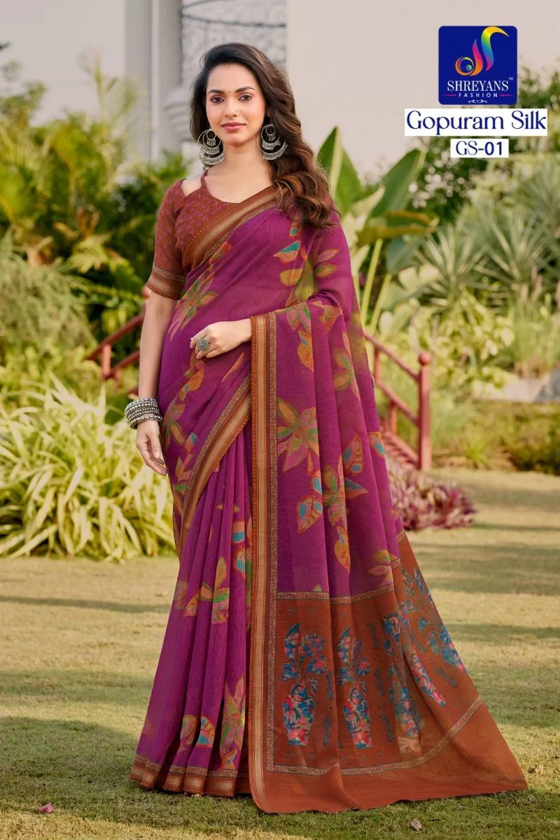 Shreyans Gopuram Silk Soft Cotton Saree Collection 4