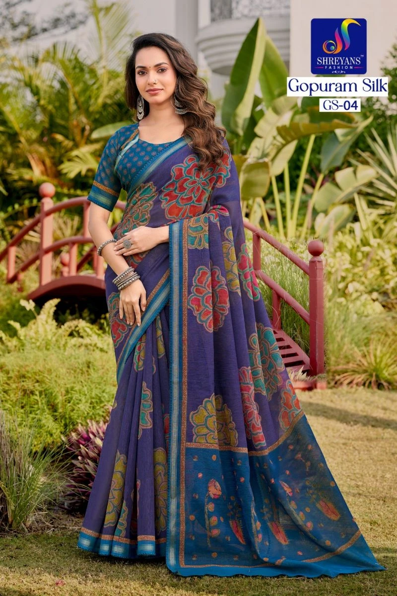Shreyans Gopuram Silk Soft Cotton Saree Collection 5