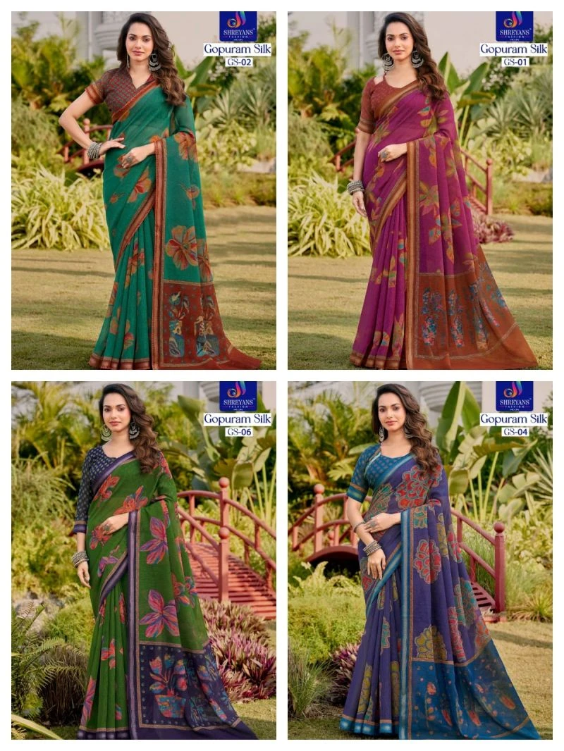Shreyans Gopuram Silk Soft Cotton Saree Collection 6