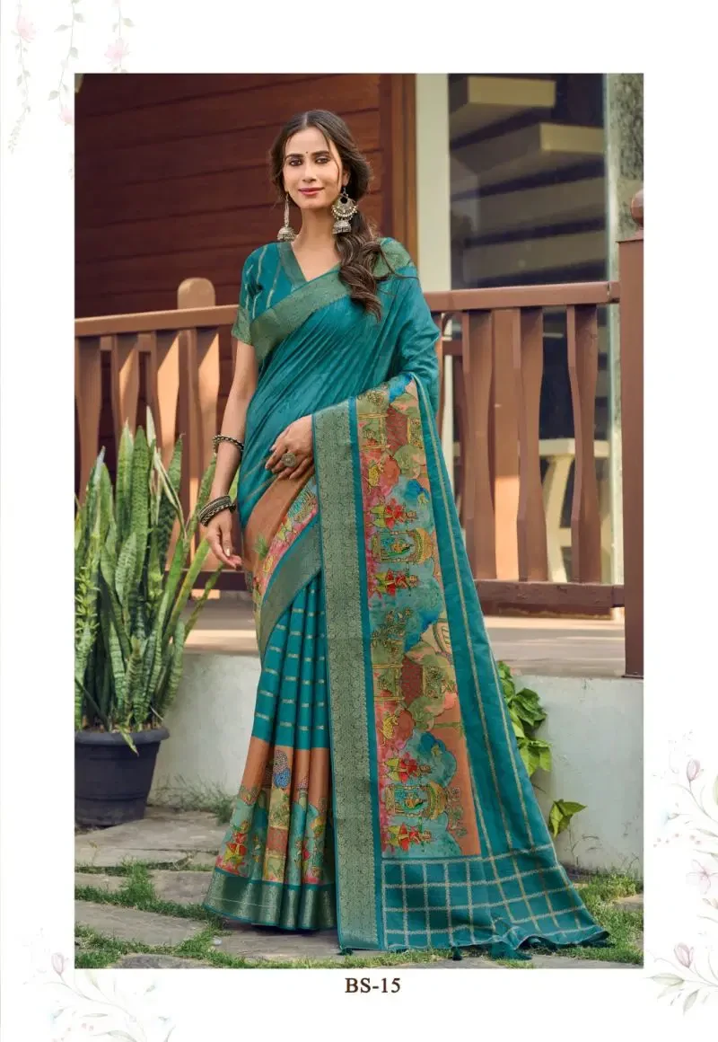Shvetambar Buddeleia Silk Soft Handloom Silk Printed Saree 2