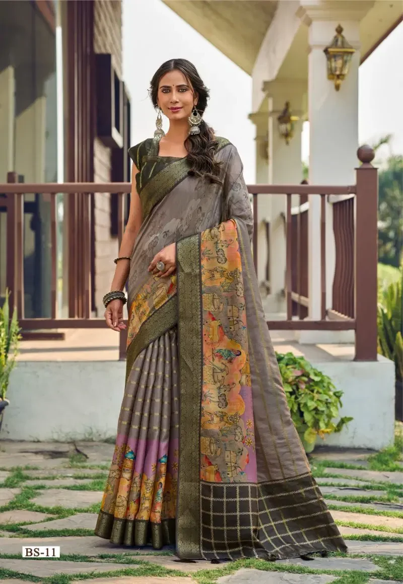 Shvetambar Buddeleia Silk Soft Handloom Silk Printed Saree 3