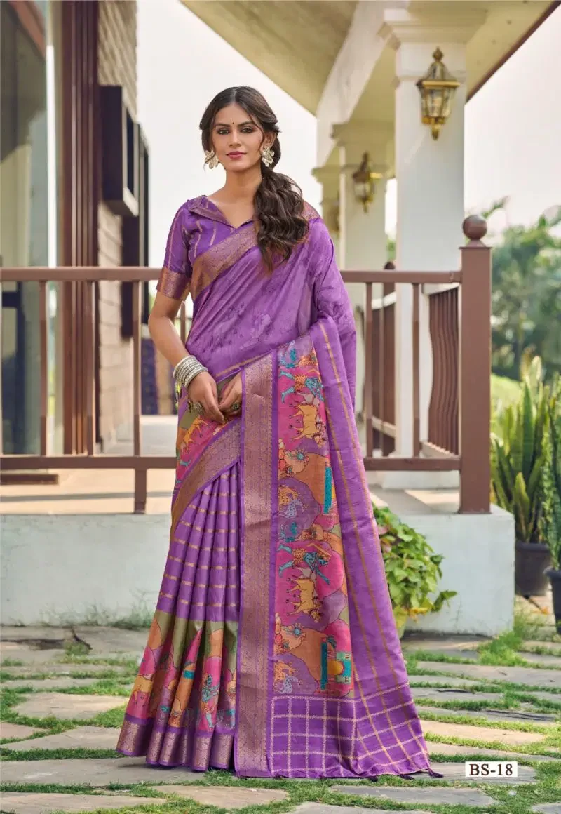 Shvetambar Buddeleia Silk Soft Handloom Silk Printed Saree 5