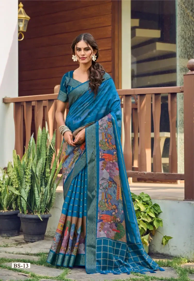 Shvetambar Buddeleia Silk Soft Handloom Silk Printed Saree 6