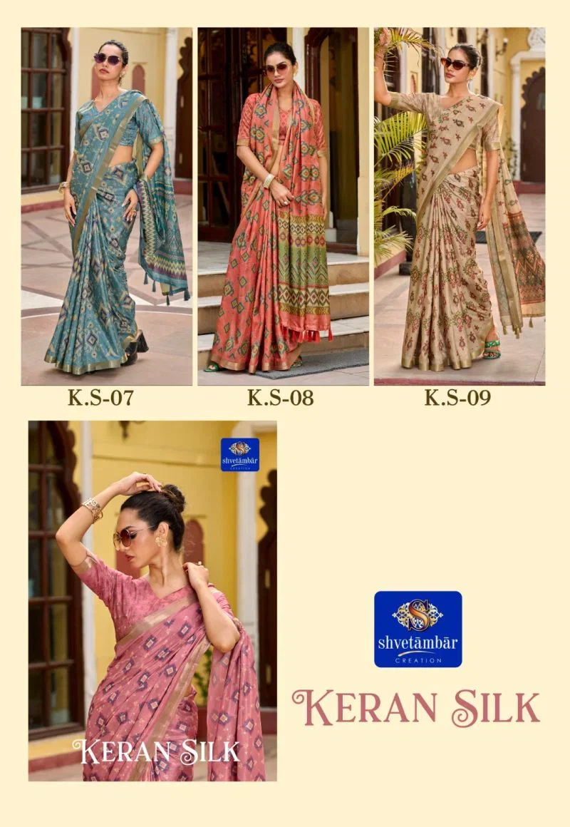 Shvetambar Keran Silk Soft Silk Printed Saree 4