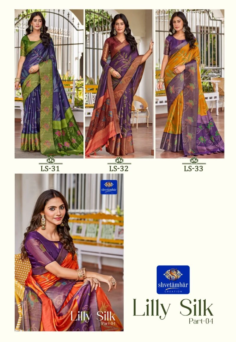 Shvetambar Lilly Silk Cotton Silk Printed Saree Collection 3