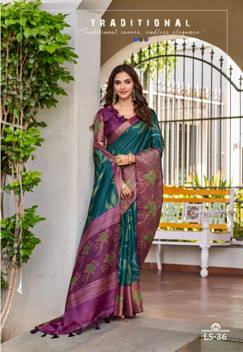 Shvetambar Lilly Silk Cotton Silk Printed Saree Collection 9