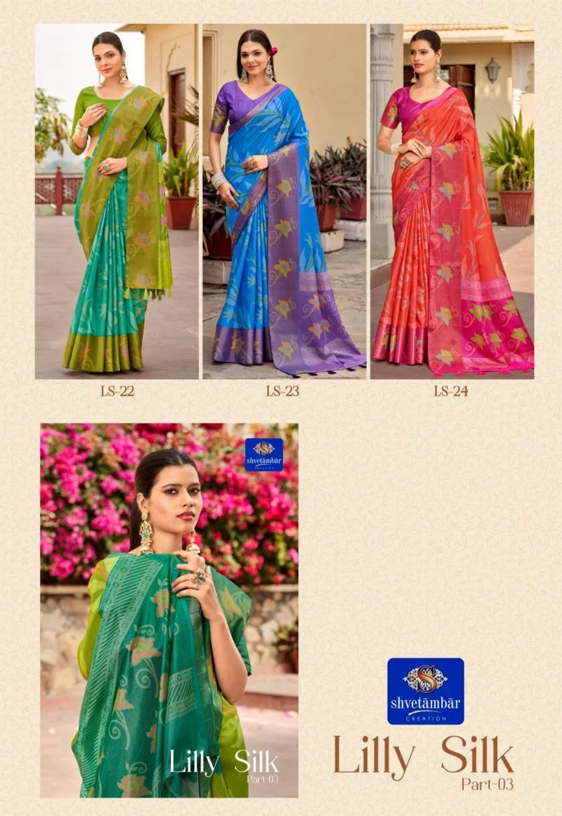 Shvetambar Lilly Silk Part 3 Soft Crunchy Cotton Silk Saree 4