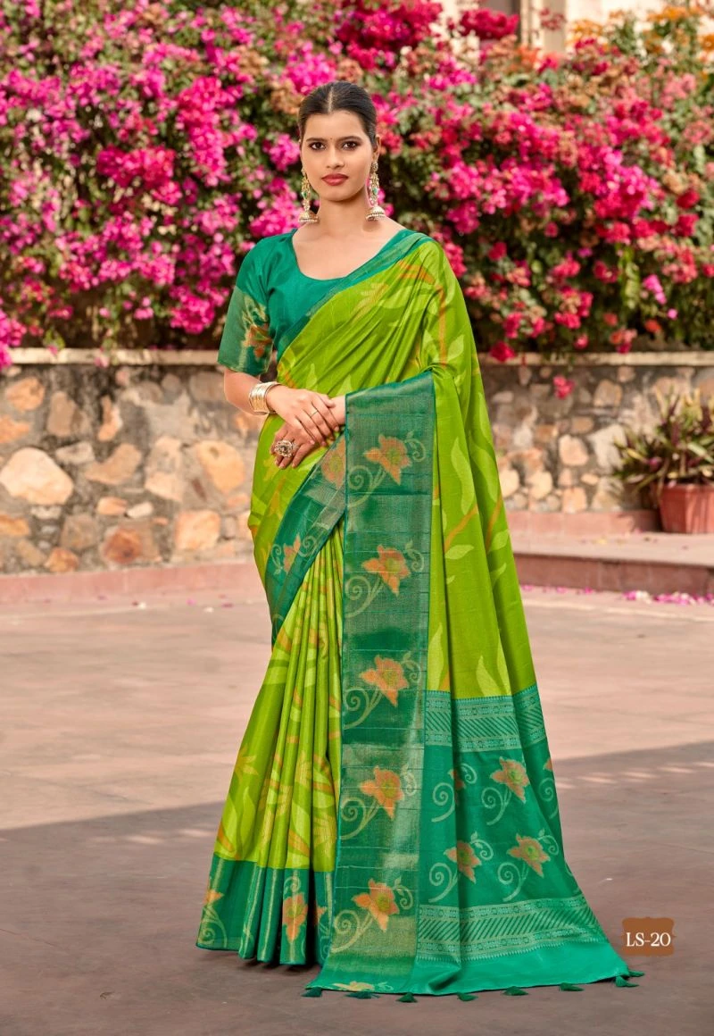 Shvetambar Lilly Silk Part 3 Soft Crunchy Cotton Silk Saree 7