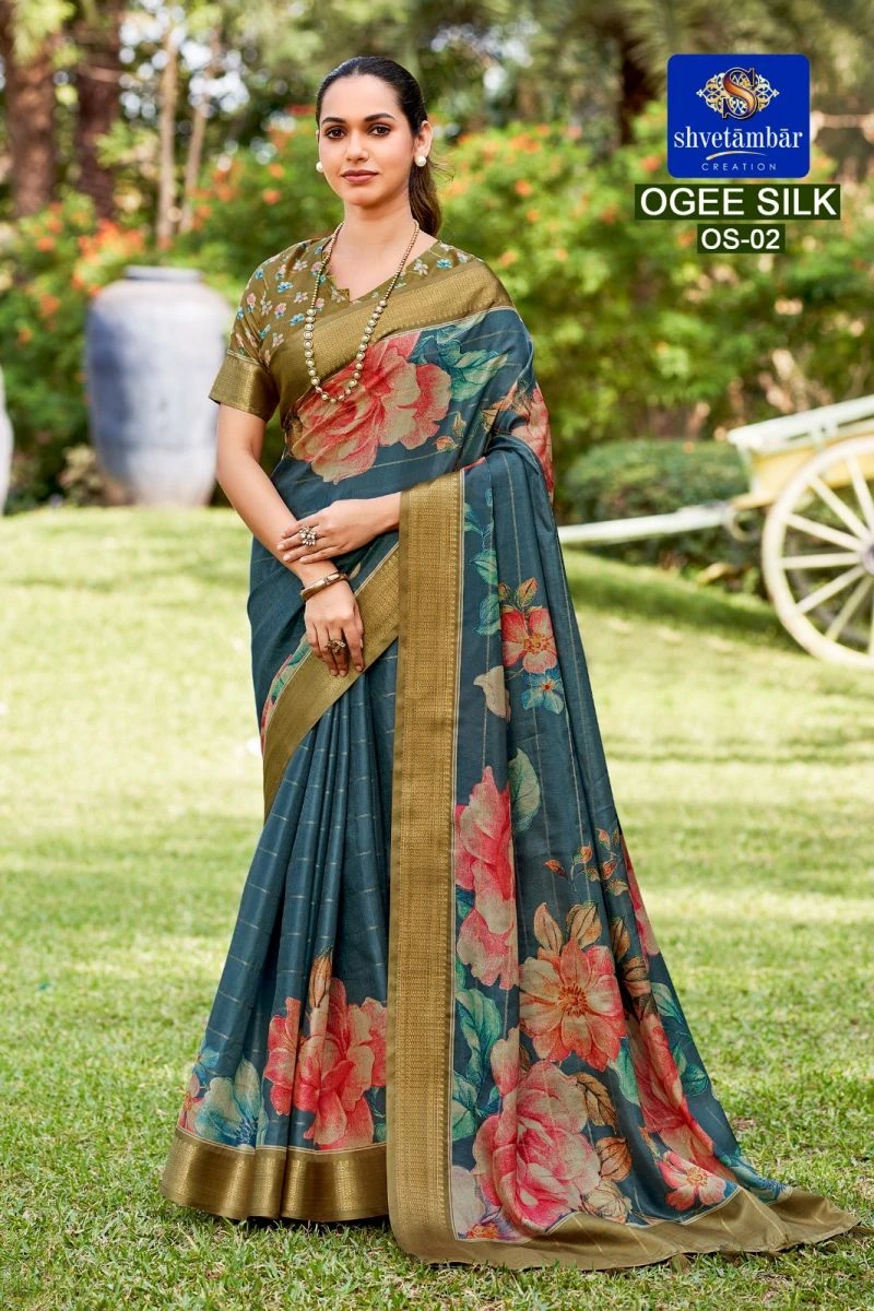 Shvetambar Ogee Silk Soft Cotton Silk Saree Collection 5