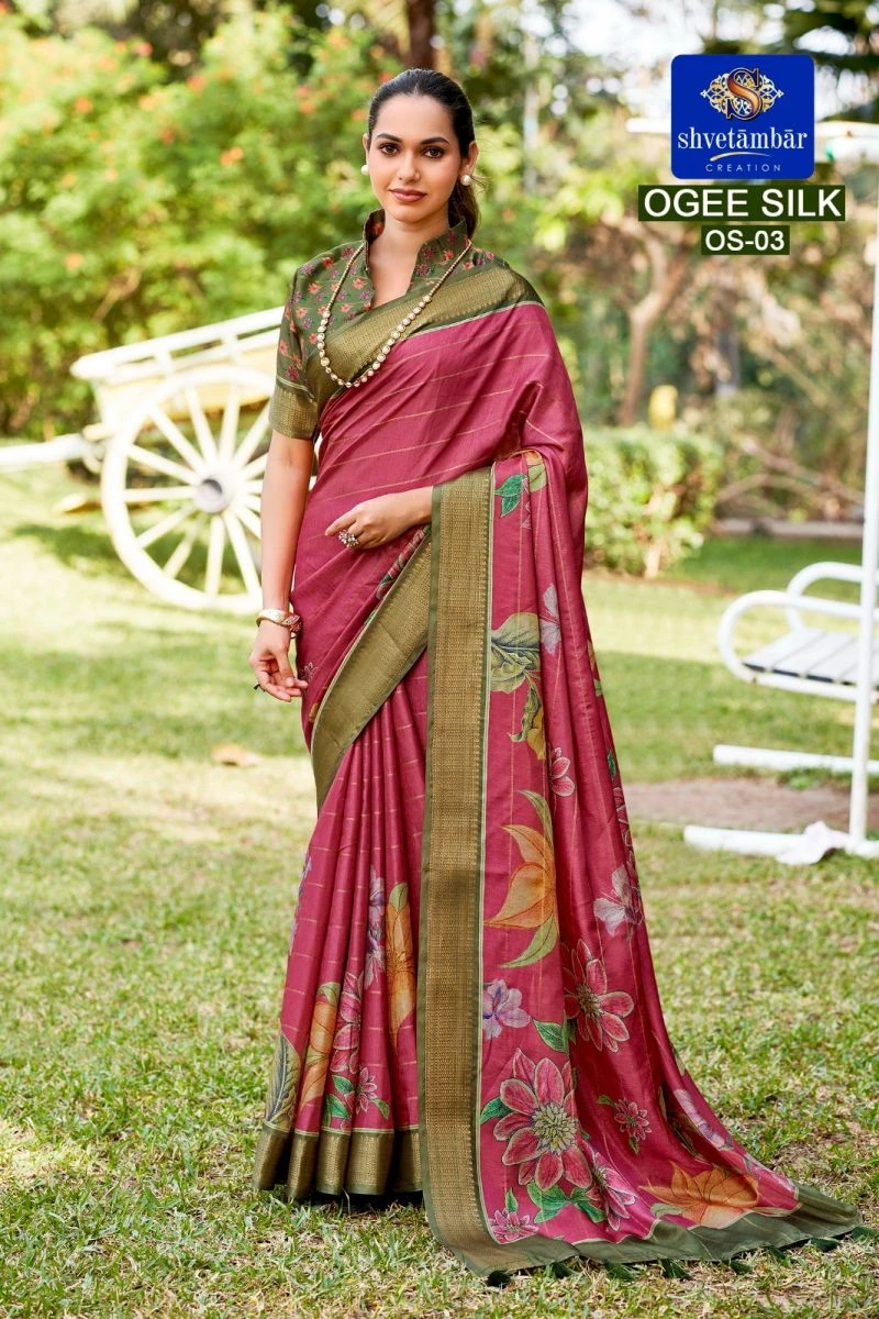 Shvetambar Ogee Silk Soft Cotton Silk Saree Collection 7