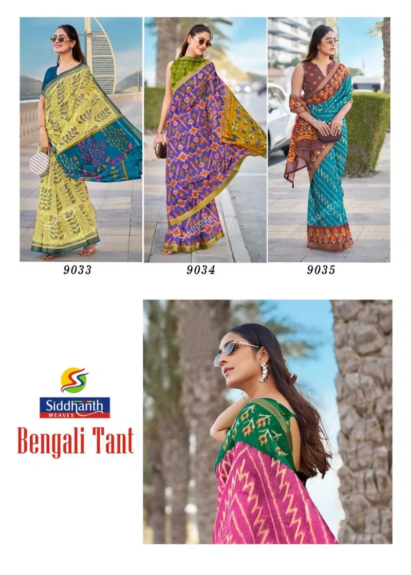 Siddhanth Bengali Tant Soft Tusser Silk Printed Saree Collection 4