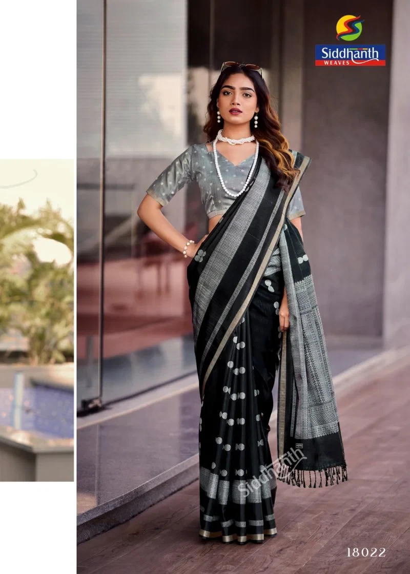 Siddhanth Black Combination Cotton Silk Printed Saree 10