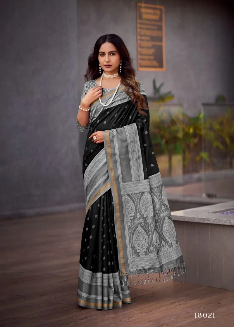 Siddhanth Black Combination Cotton Silk Printed Saree 11