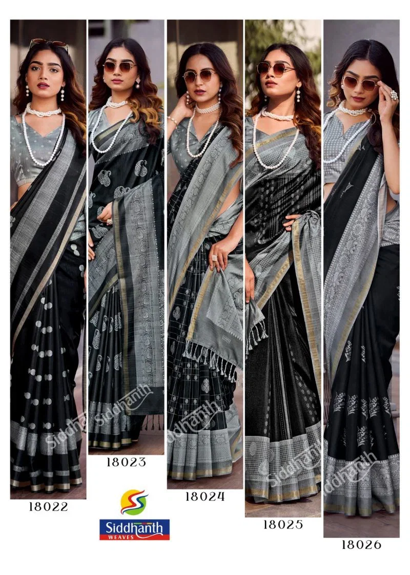 Siddhanth Black Combination Cotton Silk Printed Saree 3