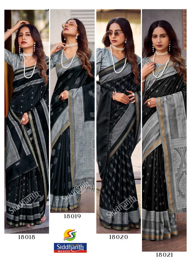 Siddhanth Black Combination Cotton Silk Printed Saree 4