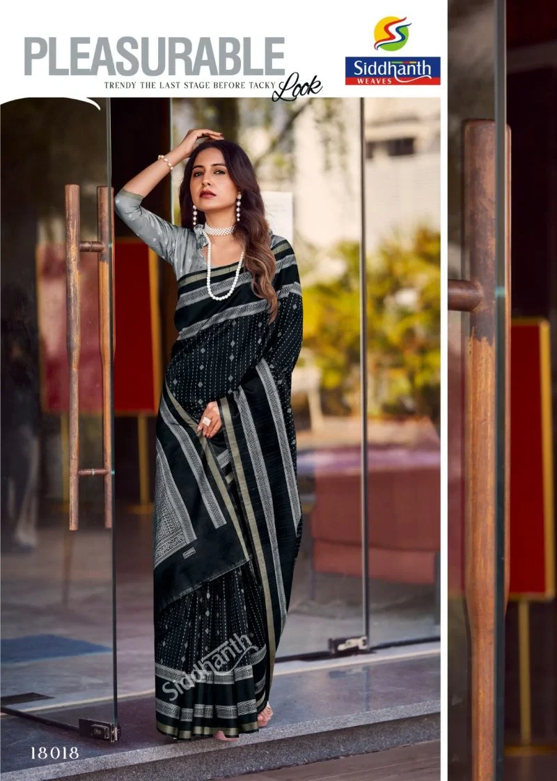 Siddhanth Black Combination Cotton Silk Printed Saree 5