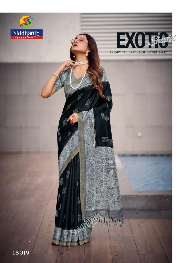 Siddhanth Black Combination Cotton Silk Printed Saree 6