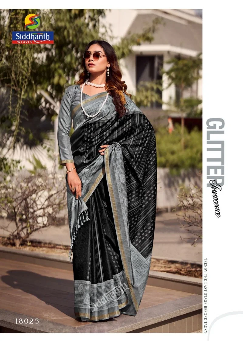 Siddhanth Black Combination Cotton Silk Printed Saree 7