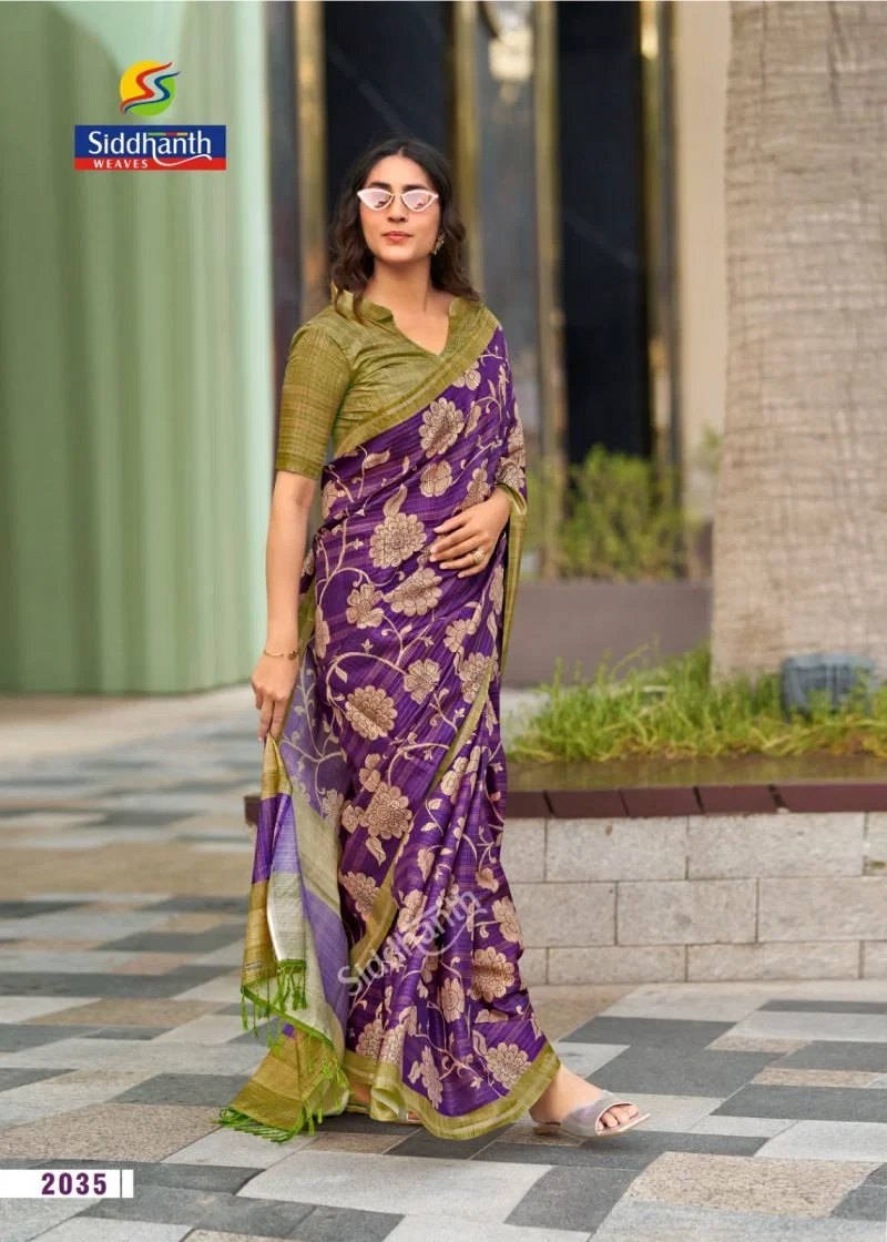 Siddhanth Bodhi Silk Soft Tussar Silk Printed Saree Collection 10