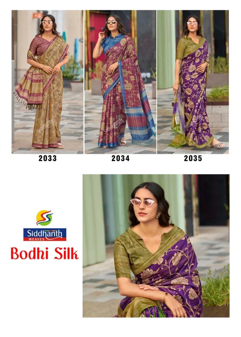 Siddhanth Bodhi Silk Soft Tussar Silk Printed Saree Collection 4