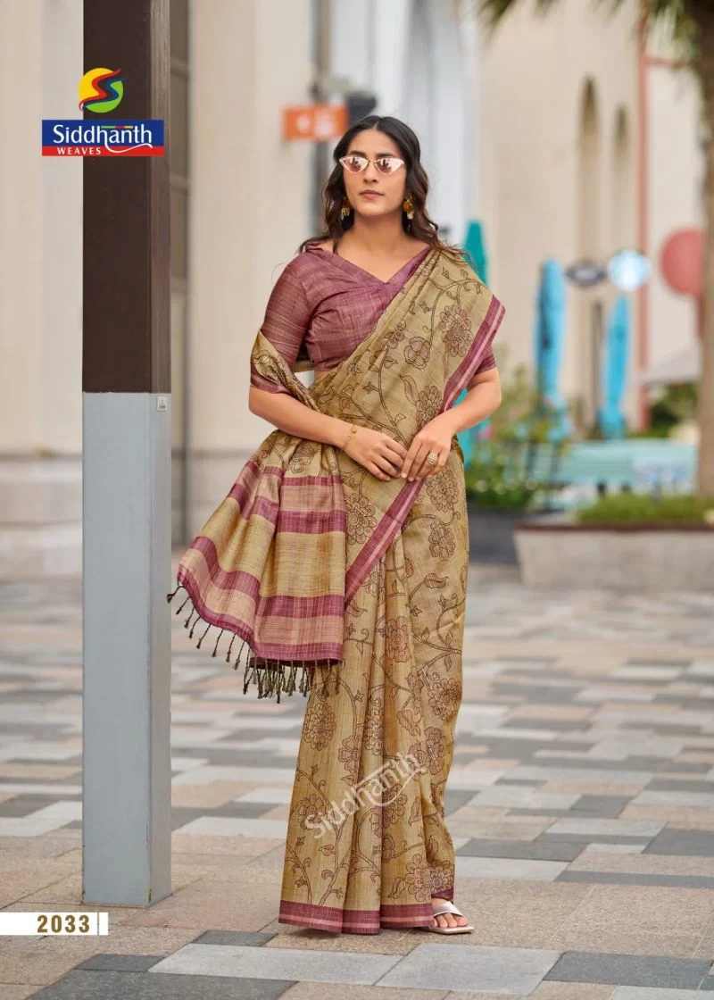 Siddhanth Bodhi Silk Soft Tussar Silk Printed Saree Collection 5