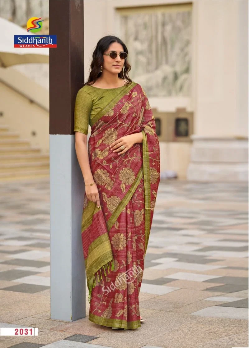 Siddhanth Bodhi Silk Soft Tussar Silk Printed Saree Collection 6