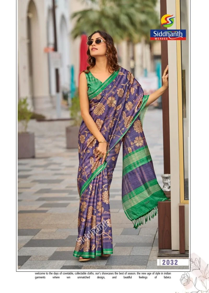 Siddhanth Bodhi Silk Soft Tussar Silk Printed Saree Collection 7