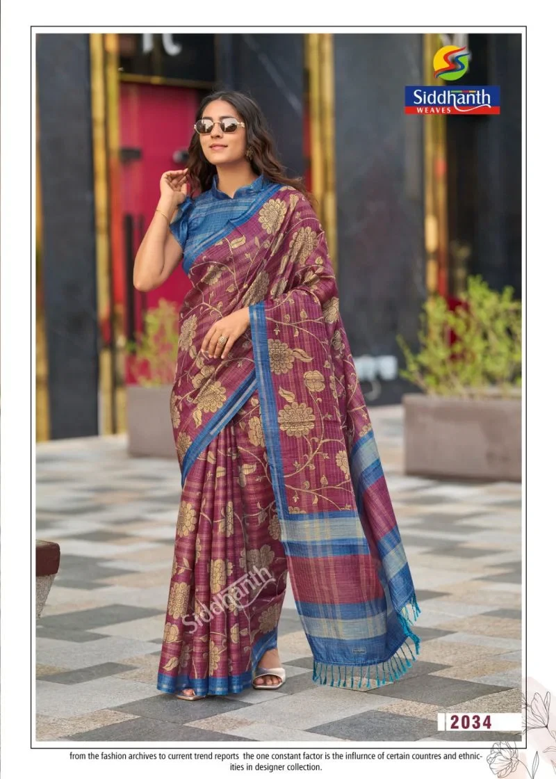 Siddhanth Bodhi Silk Soft Tussar Silk Printed Saree Collection 9