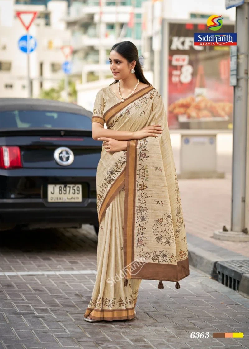 Siddhanth Hathkarga Print Tusser Silk Kalamkari Printed Saree 10