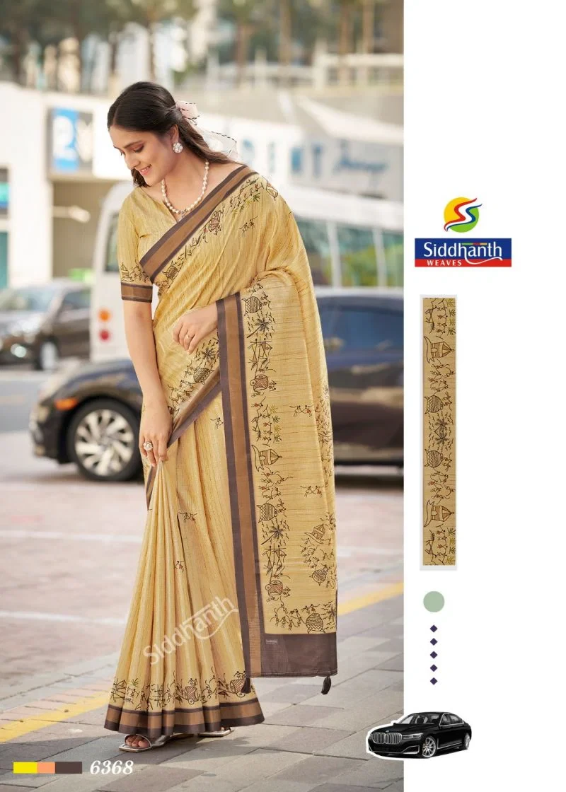 Siddhanth Hathkarga Print Tusser Silk Kalamkari Printed Saree 5