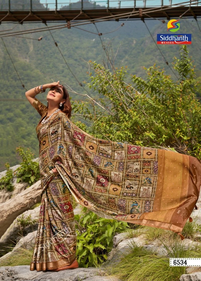 Siddharth Kacchi Mirror Soft Tusser Silk Mirror Work Saree 12