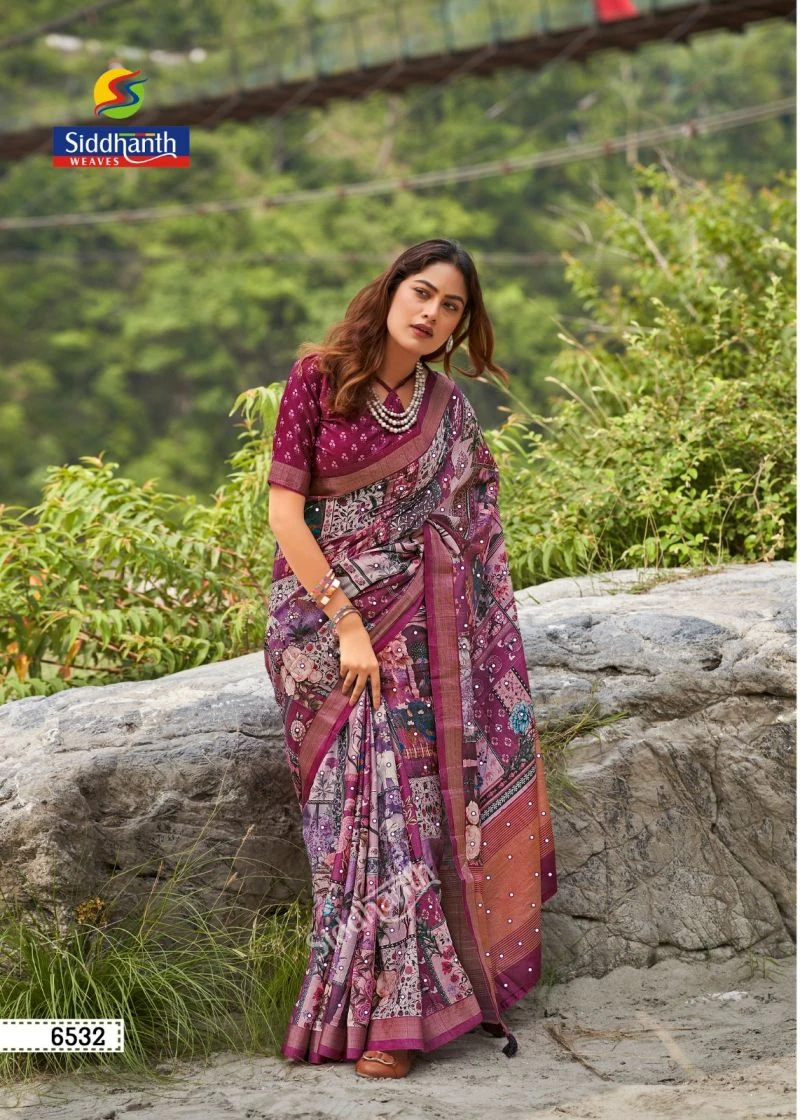 Siddharth Kacchi Mirror Soft Tusser Silk Mirror Work Saree 6