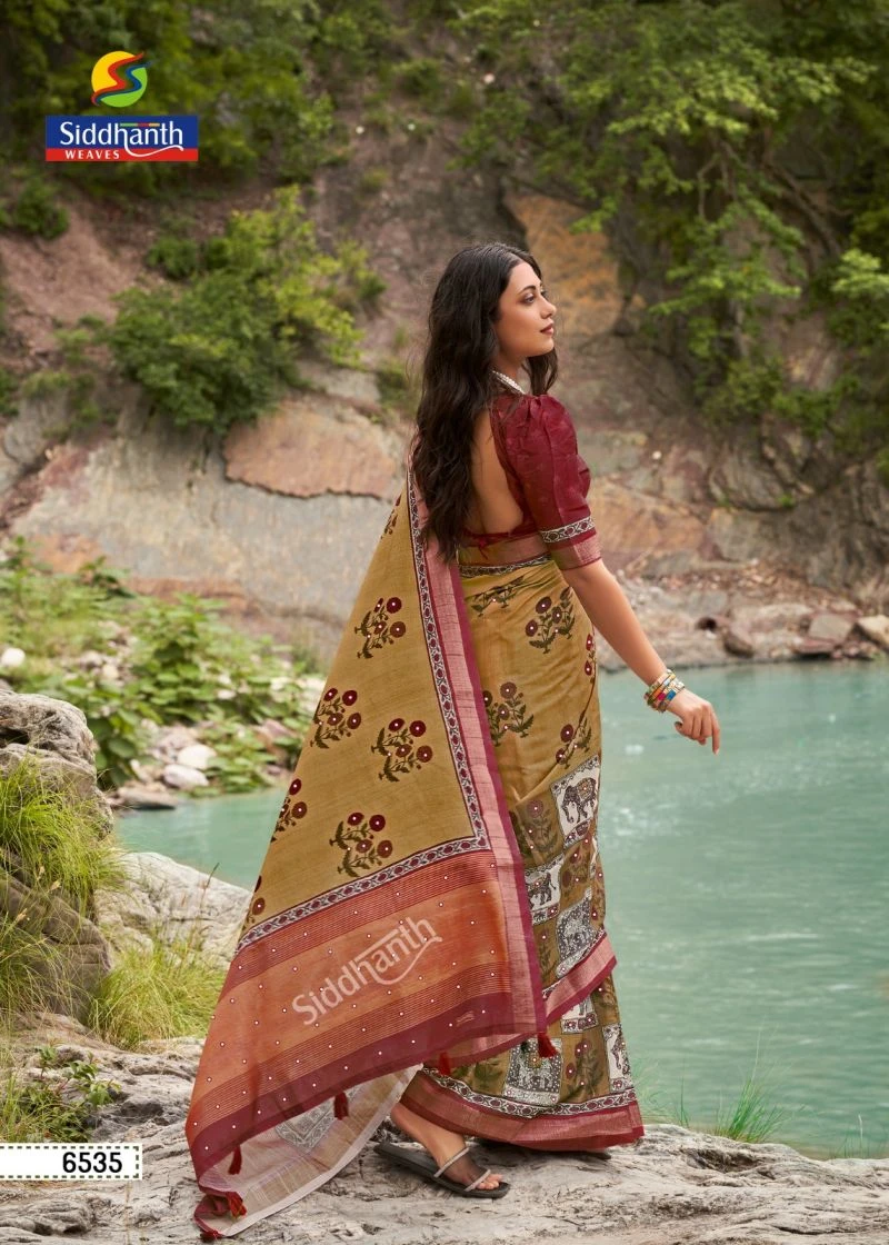 Siddharth Kacchi Mirror Soft Tusser Silk Mirror Work Saree 8