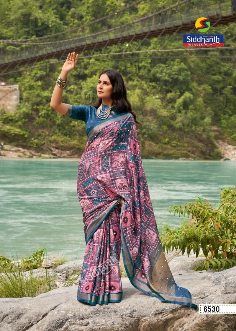 Siddharth Kacchi Mirror Soft Tusser Silk Mirror Work Saree 9