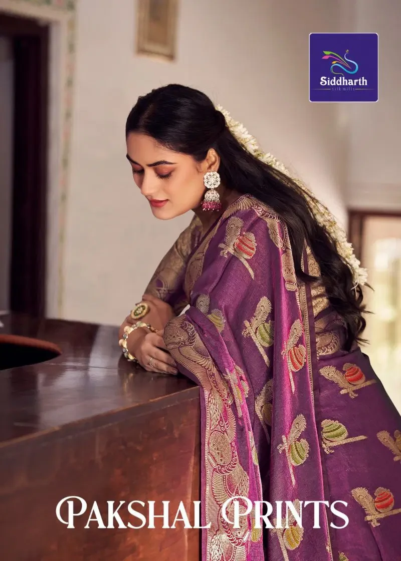 Siddharth Pakshal Print Pure Banarasi Silk Saree Collection 1