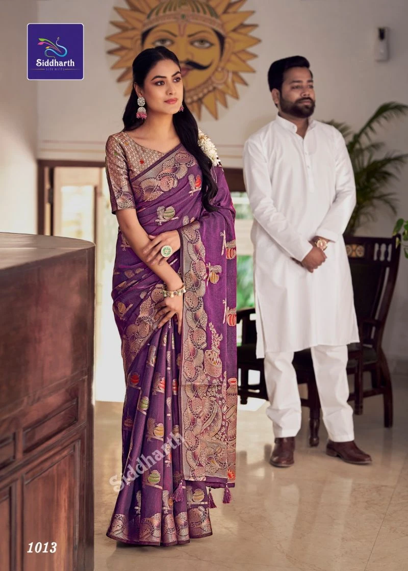 Siddharth Pakshal Print Pure Banarasi Silk Saree Collection 3