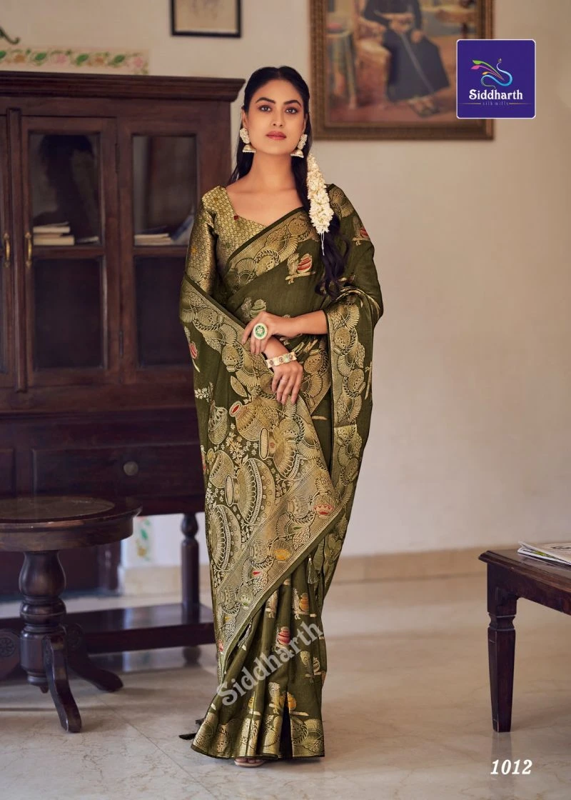 Siddharth Pakshal Print Pure Banarasi Silk Saree Collection 6