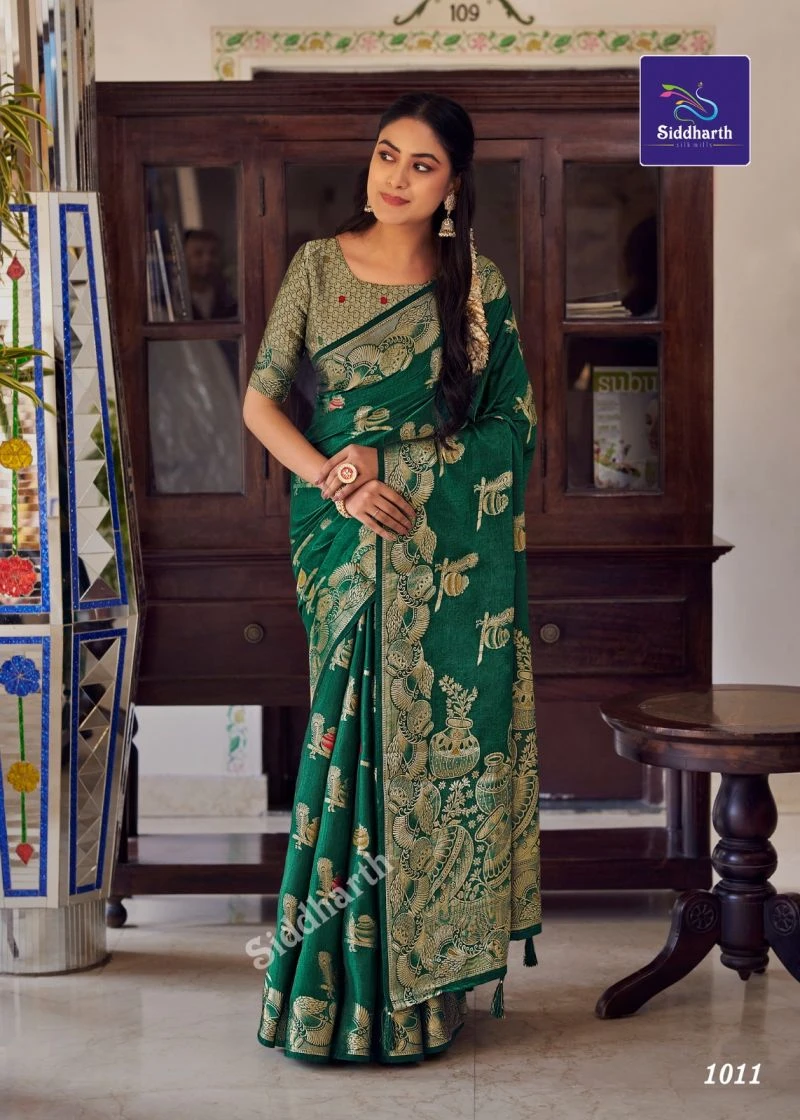 Siddharth Pakshal Print Pure Banarasi Silk Saree Collection 7