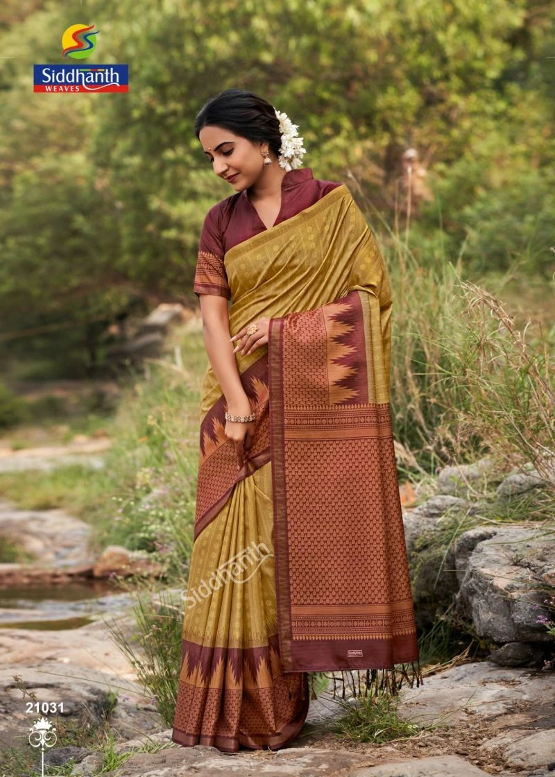 Siddharth Priyosha Prints Tusser Silk Printed Saree Collection 5