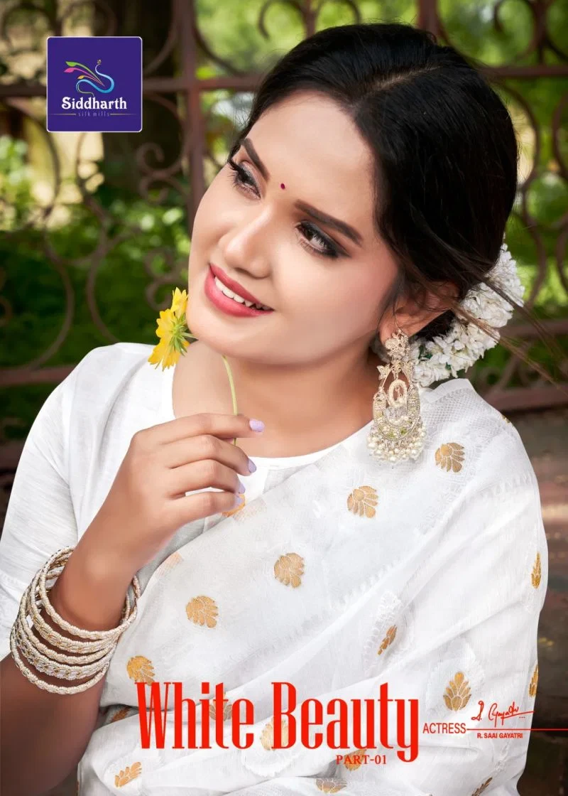 Siddharth White Beauty Soft Banarasi Silk Saree Collection