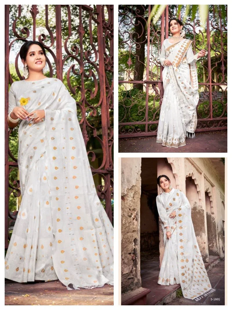 Siddharth White Beauty Soft Banarasi Silk Saree Collection 5