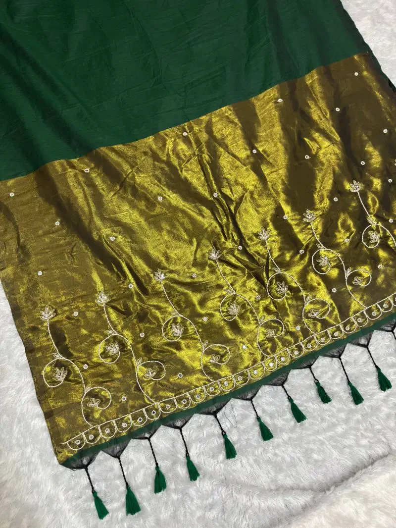 St D No 194 Pure Handloom Cotton Zari Hand Moti Saree