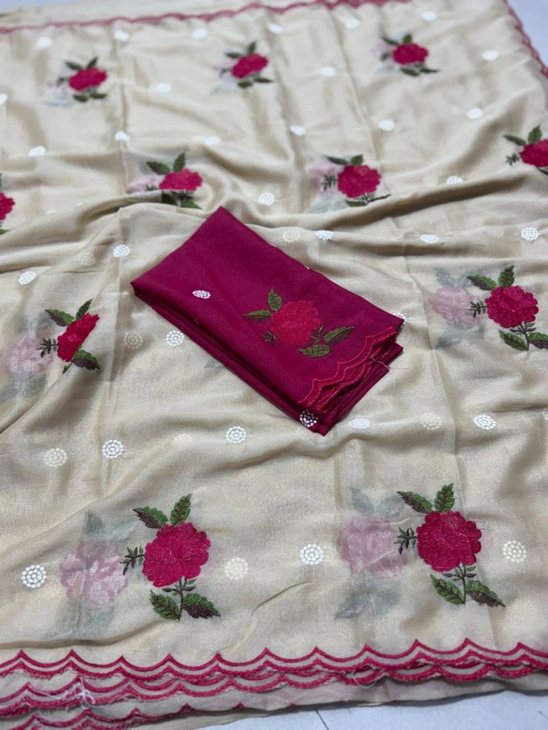 Star Ah Georgette Floral Embroidered Saree Collection 2