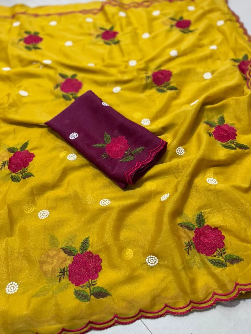 Star Ah Georgette Floral Embroidered Saree Collection 6