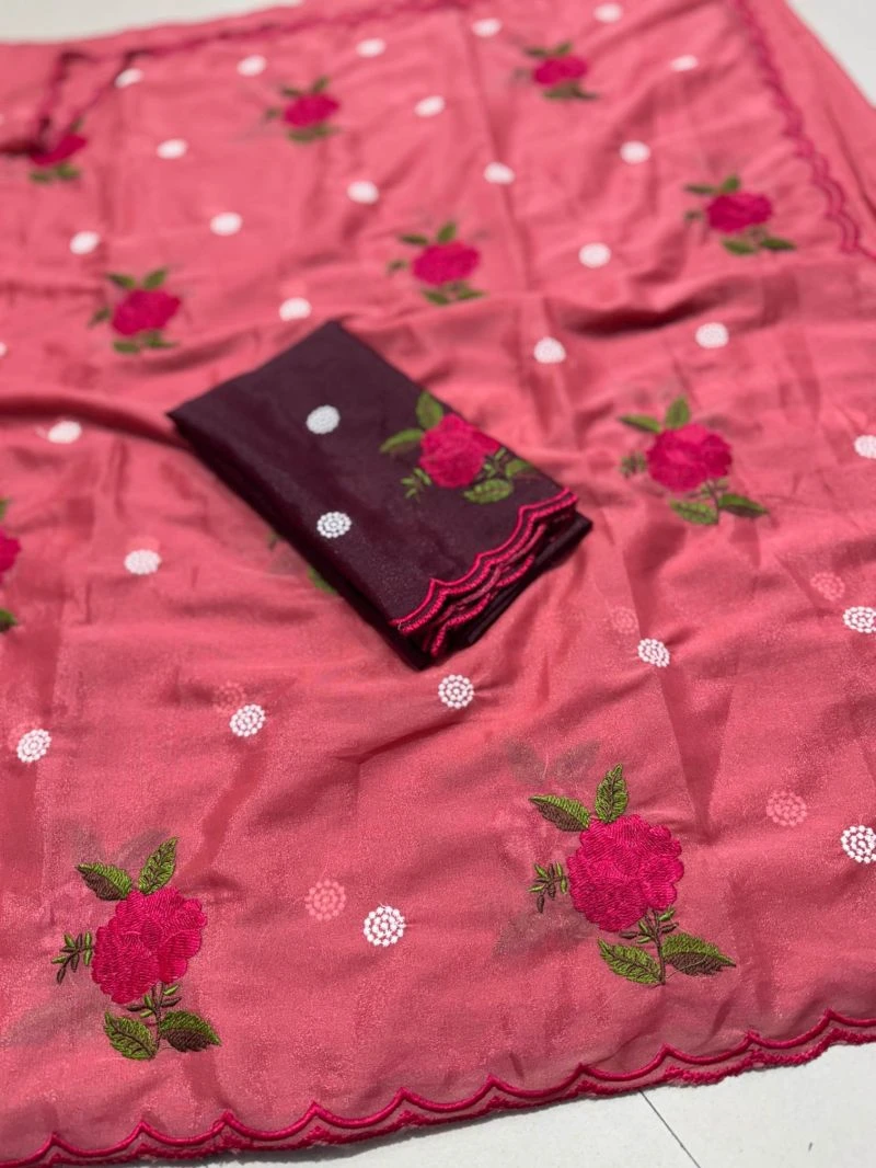 Star Ah Georgette Floral Embroidered Saree Collection 8