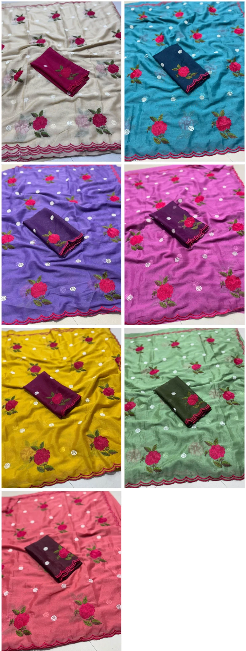 Star Ah Georgette Floral Embroidered Saree Collection 9